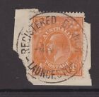Tasmania nice REGISTERED BRANCH LAUNCESTON 1916 postmark on 4d KGV piece 