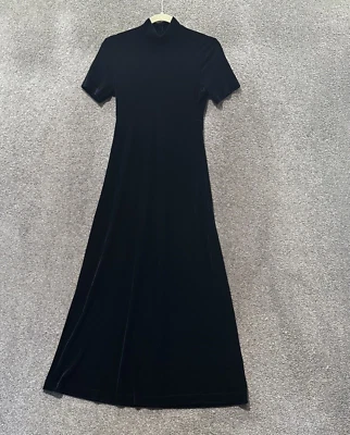 VTG 90's My Michelle Velvet Maxi Dress Small Dark Blue Velvet Witchy Whimsigoth - Image 1 of 4