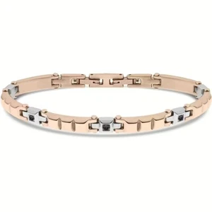 Bracciale Uomo Liu-Jo MLJ511 In Acciaio IP Rosé Con Cristalli Neri - Foto 1 di 3