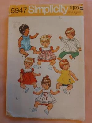 Simplicity 5947 Vintage Baby Doll's Clothing Pattern for 15-17" Doll - Image 1 of 2