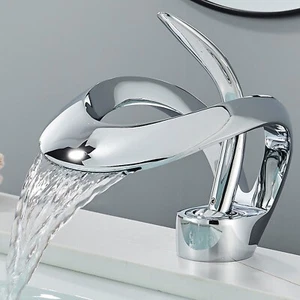 Waterfall Chrome Bathroom Basin Faucet Single Handle/Hole Vanity Sink Mixer Tap - Picture 1 of 8