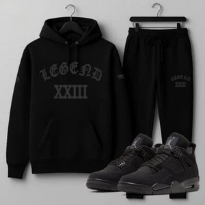 Herren Jogginganzug schwarz auf schwarz Hoodie Jogginghose passend zu Air Jordan 11 Concord neu - Bild 1 von 5
