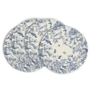 Aquarell Blumen Zweige Chinoiserie Frühling Tischsets 14", rund 4 Stück blau - Bild 1 von 7