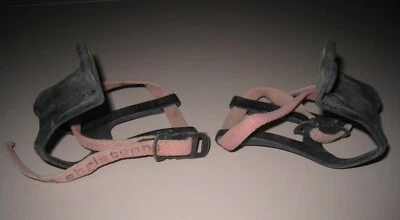 Vintage Christophe Black Plastic Resin Road Bike Toe Clips with original Straps - Image 1 of 4
