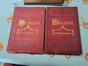 Messiah & Elijah Sheet Music Books Handel Mendelssohn Oratorio Composition 1890 - Picture 1 of 14