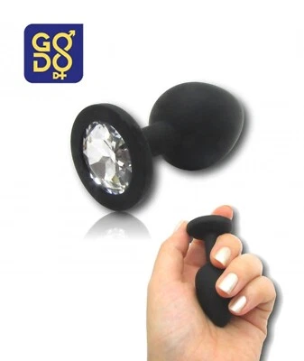 plug anale in silicone nero con gioiello sexy morbido penetrazione anal black