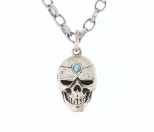 Sterlingsilber 925er Anhänger Skull Totenkopf mit Türkis Steine #L002 - Bild 1 von 3