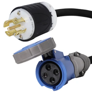 NEMA L21-30P to 460C9W Plug Adapter - 1 ft 30A/208V 10 AWG - Iron Box #IBX-32412 - Picture 1 of 1