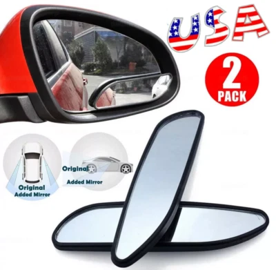 2x 360° Stick on Rear View Auxiliary Blind Spot Mirror Wide Angle Car Truck SUV - Image 1 of 4