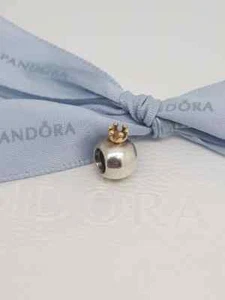 Authentic Two Tone Pandora Silver & 14k Gold Charm "King Crown" 790122  - Bild 1 von 1