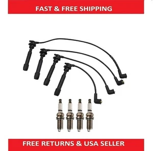 Ignition Kit Spark Plug & Wire Set For Hyundai Kia L4 2.0L 1.8L - Picture 1 of 5