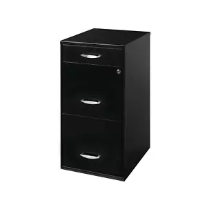 3 Drawer Letter Width Vertical File Cabinet with Pencil Drawer, Black - Picture 1 of 12