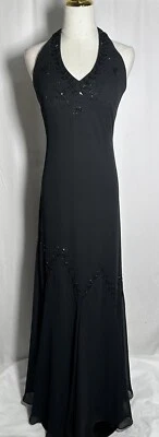 Vestido maxi Xscape sereia 10 sem mangas preto para noite - Imagem 1 de 4