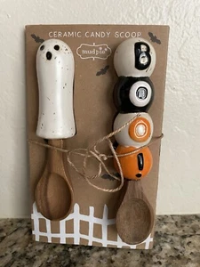 Mud Pie Halloween Ceramic & Wood Handled Spoons - Picture 1 of 3