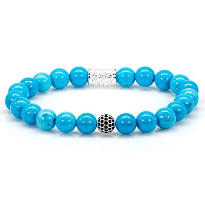 Perlenarmband Grüner / Blauer Türkis Perlen Royal Beads 925 Sterling Silber - Bild 1 von 4