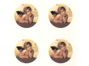 Cherubs Thinking 1,25 Zoll runde Überglasur Wasserrutsche Keramik Aufkleber - Bild 1 von 2