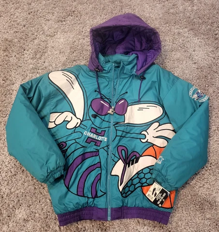 Vintage Starter Full Zip Jacket Big Logo Charlotte Hornets New  J Cole 90s Cover