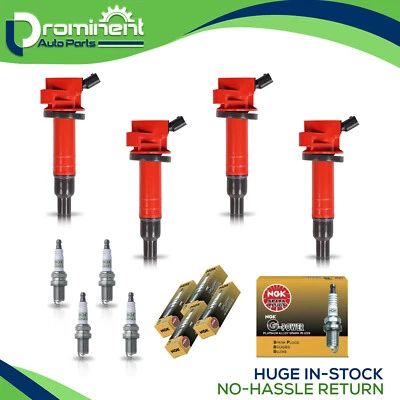 4 Red Ignition Coils & 4 NGK Platinum Spark Plugs for Scion tC 2005-2010 2.4L - Image 1 of 4
