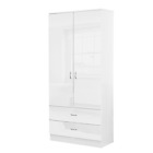 2 Door 3 Door Mirrored Glossy White Wardrobe Soft Close Hinges - Modern Bedroom