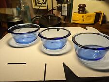 Anchor Blue Glass Oblong Bowls - 10oz - Set of 3 (Cobalt) - Used 4"x4.5"x2"