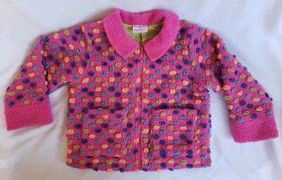 Hanna Andersson Pink Warm Coat Full Zip Fleece Jacket Polka Dot Girls Size 110 5 - Image 1 of 4