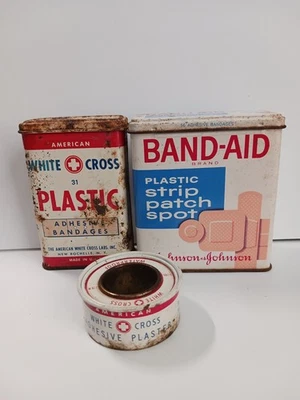 Vintage Band Aid Tin, American White Cross Adhesive Bandages & Adhesive Plaster - Image 1 of 4
