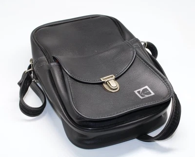 1976 Kodak Camera Bag Black Faux Leather Shoulder Case Red Lining Retro - VGC - Image 1 of 4