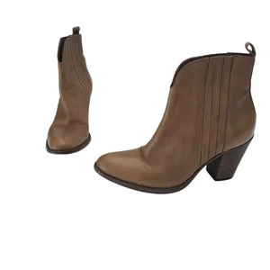 Sartore Paris Olive Leather Western Chelsea Boots EU 38 US 7.5 Block Heel Italy - Picture 1 of 9