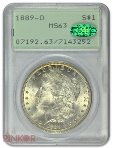 Dólar Morgan 1889-O $1 graduación profesional MS 63 CAC - Imagen 1 de 3