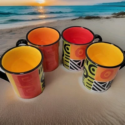 Certified International Jane Davies Coffee Mugs 20 oz – Abstract Art Set of 4 - Image 1 of 4