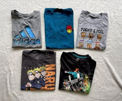 Lote de seis camisetas para niños talla 8 Adidas Dri-Fit Naruto gráficas marcas mixtas Foto 1 de 3