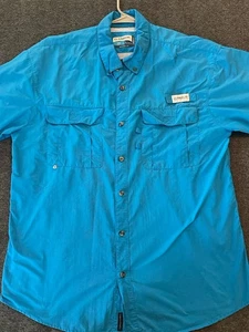 Magellan Herren Fish Gear Türkis Large Relaxed Fit Button Down Kurzarm - Bild 1 von 5