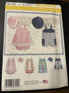 Simplicity Pattern 8142 Baby Boy or Girl Rompers~Jumper~Panties~Hat XXS- L - Picture 1 of 2
