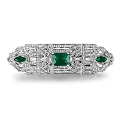 Spilla Syn Emerald Art Deco in argento sterling 925 fatta a mano gioielli... - Immagine 1 di 4