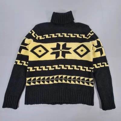 Polo Ralph Lauren Mujer Jersey Negro Amarillo Medio Cuello Tortuga Copo de Nieve Foto 1 de 4