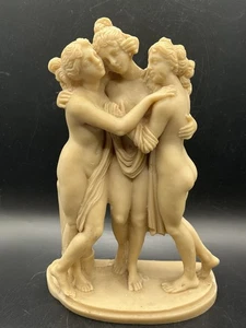 Vintage A. Santini Alabaster Sculpture Three Graces Dancing Italy 9.25” - Bild 1 von 7