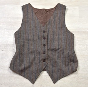 Vintage Weste Damen Wollmischung Tweed Academia Preppy Streifen Vintage - Bild 1 von 3