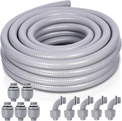 Feotech 3/4" 100 ft Liquid-Tight Conduit & Connector Kit – Flexible Weatherproof