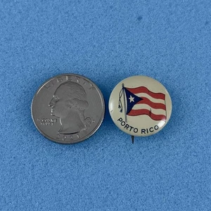 Vintage Puerto Porto Rico Country Flag 3/4" Tin Litho Pinback Button #58566 - Picture 1 of 2