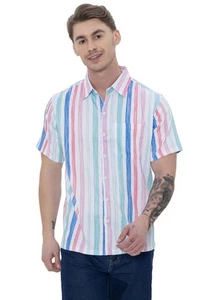 HAPPY BAY Men's Hawaiian Shirt Fashion Button Down Short Sleeves Holidays Aloha - Picture 1 of 3