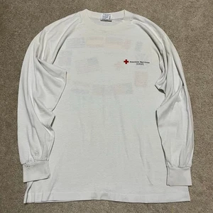 Camicia Vintage Croce Rossa Americana EUROPA Manica Lunga Grafica Grande - Foto 1 di 7