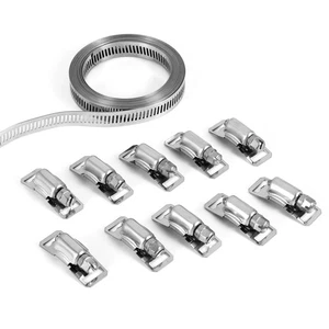 Abrazadera de manguera DIY Abrazadera Acero inoxidable Plata con 10 piezas Fijación H9D38786 - Imagen 1 de 6