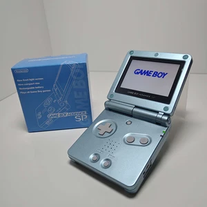 Nintendo Game Boy Advance GBA  SP - Pearl Blue AGS-101 V2 IPS Backlit Mod Light - Bild 1 von 15