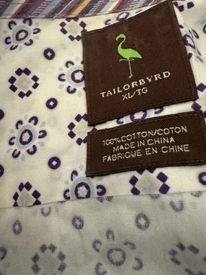 TAILORBYRD manga longa botão para baixo azul/roxo/branco. Punhos listrados.  Tamanho XL - Imagem 1 de 4