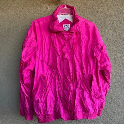 Jaqueta corta-vento vintage Rock Creek casual anos 80 anos 90 rosa grande L - Imagem 1 de 4