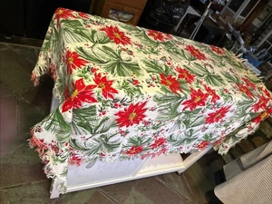 Vintage Weihnachtstischdecke Weihnachtsstern und Kiefer Design - Bild 1 von 4