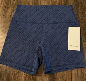 NWT Lululemon Size 10 Align High-Rise HR Short 4” FXWB Blue Logo $64 - Picture 1 of 3