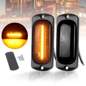 2X 3.5" Amber 12LED Side Marker Clearance Lights Truck Trailer Waterproof Smoke - Picture 1 of 10