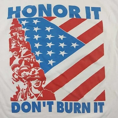 Camiseta blanca vintage Velva Sheen Honor It Don't Burn It talla mediana puntada única Foto 1 de 4