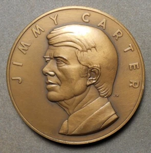 Jimmy Carter Official Inaugural Medal, 1977, antique bronze, 70mm, Levine 1977-5 - Picture 1 of 2